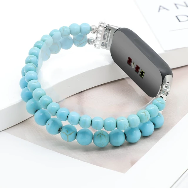 Alt view image 2 of 6 - Bracelets Compatible with Fitbit Inspire 3 Bands for Women Beaded Wristband Adjustable Gemstone Replacement Straps