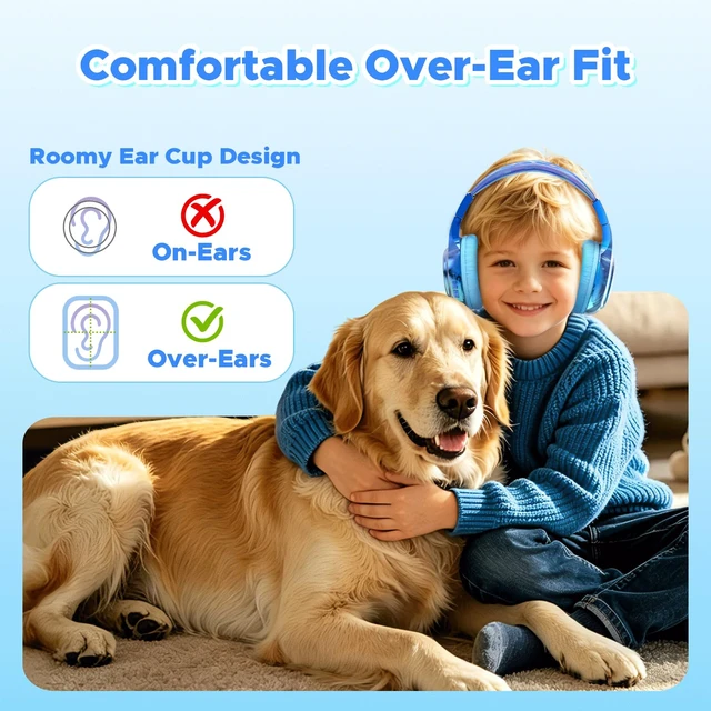 Alt view image 2 of 7 - Kids Bluetooth Headphones with mic, 74/85dB Limited, 65H Playtime Fast charging, Bluetooth 5.4, foldable over-ear, AUX for iPad, tablet, airplane, Wireless headphones for kids, Bolt Series