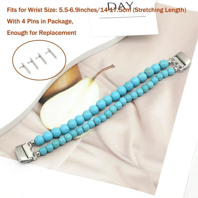 Alt view image 6 of 6 - Bracelets Compatible with Fitbit Inspire 3 Bands for Women Beaded Wristband Adjustable Gemstone Replacement Straps