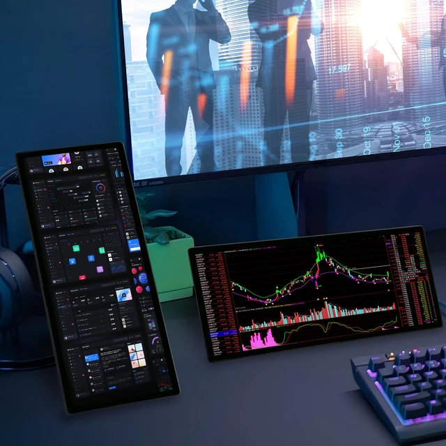 Alt view image 7 of 7 - 12.3 Inch Touch Screen Monitor IPS 1920x720 Stretched Bar LCD CNC Shell Mini Secondary Screen Portable Display HDMI for Laptop PC Temperature Aida64 GPU CPU RAM Monitoring
