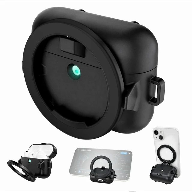 Main image of CatchPod for AirPods 5/4 Case with Secure Lock (Black), Phone Stand Design,Compatible with MagSafe, Powerful Drop Protection