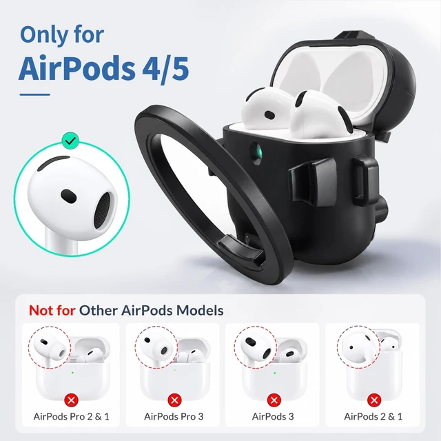 Alt view image 6 of 7 - CatchPod for AirPods 5/4 Case with Secure Lock (Black), Phone Stand Design,Compatible with MagSafe, Powerful Drop Protection