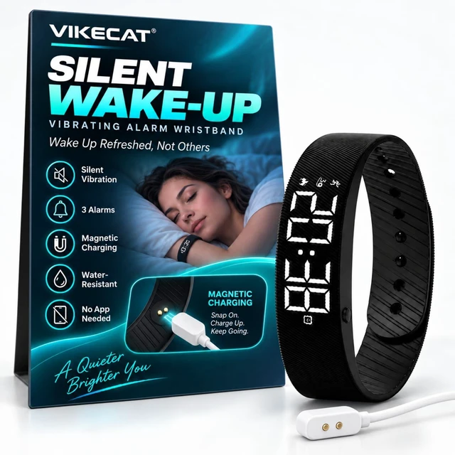 Main image of Vibrating Alarm Wristband for Heavy Sleepers, Magnetic Charging 3 Silent Vibration Alarms / Waterproof Reminder Watch / Ideal for Couples, Roommates, Dorms and Travel