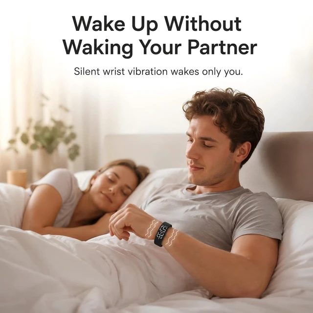 Alt view image 2 of 7 - Vibrating Alarm Wristband for Heavy Sleepers, Magnetic Charging 3 Silent Vibration Alarms / Waterproof Reminder Watch / Ideal for Couples, Roommates, Dorms and Travel