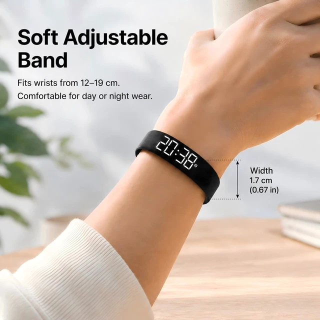 Alt view image 7 of 7 - Vibrating Alarm Wristband for Heavy Sleepers, Magnetic Charging 3 Silent Vibration Alarms / Waterproof Reminder Watch / Ideal for Couples, Roommates, Dorms and Travel