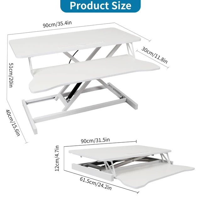 Alt view image 3 of 7 - Standing Desk Converter, Height Adjustable, Dual Monitor with Keyboard Tray Wide Keyboard Tray, Sturdy Construction, Sit-to-Stand Transition, Easy Assembly Tabletop Workstation for Home & Office