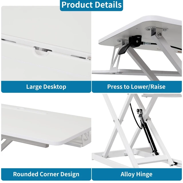 Alt view image 5 of 7 - Standing Desk Converter, Height Adjustable, Dual Monitor with Keyboard Tray Wide Keyboard Tray, Sturdy Construction, Sit-to-Stand Transition, Easy Assembly Tabletop Workstation for Home & Office