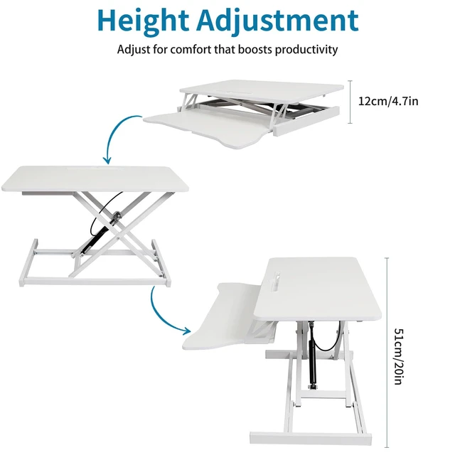 Alt view image 4 of 7 - Standing Desk Converter, Height Adjustable, Dual Monitor with Keyboard Tray Wide Keyboard Tray, Sturdy Construction, Sit-to-Stand Transition, Easy Assembly Tabletop Workstation for Home & Office