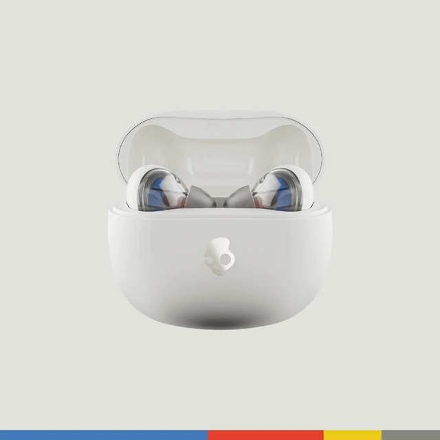 Alt view image 2 of 6 - Rail Wireless In-Ear Bluetooth Earbuds - Bone/Orange Bluetooth Headphones, Noise Isolating Fit, 42 Hours Battery, IP55 Sweat and Water Resistant, Microphone for iPhone Android