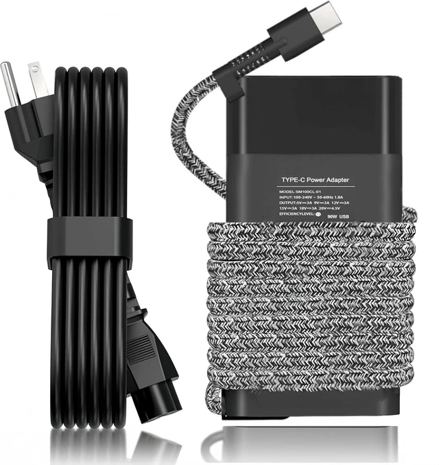 Main image of 90W USB C Laptop Charger Compatible with HP Spectre x360 Pavilion 15 17 EliteBook 1040 G4 HP 904082-003 904144-850 L45440-003 Fast Charging Type C Laptop Power Adapter
