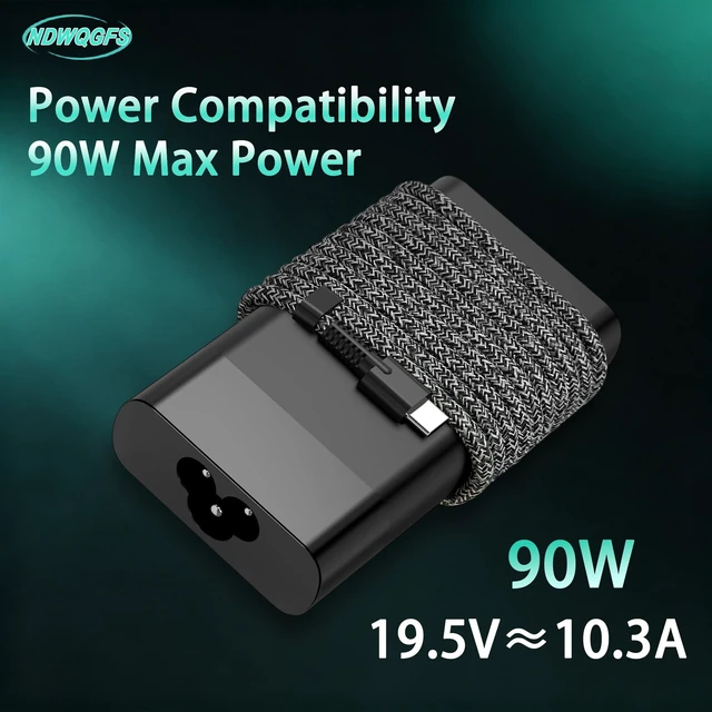 Alt view image 2 of 6 - 90W USB C Laptop Charger Compatible with HP Spectre x360 Pavilion 15 17 EliteBook 1040 G4 HP 904082-003 904144-850 L45440-003 Fast Charging Type C Laptop Power Adapter