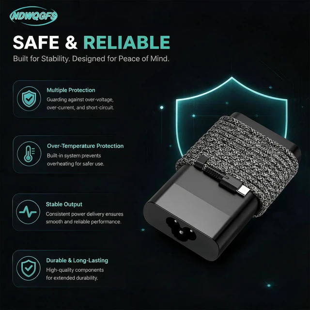 Alt view image 5 of 6 - 90W USB C Laptop Charger Compatible with HP Spectre x360 Pavilion 15 17 EliteBook 1040 G4 HP 904082-003 904144-850 L45440-003 Fast Charging Type C Laptop Power Adapter