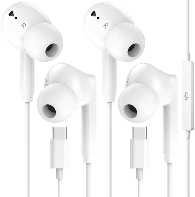Main image of 2Pack- USB C Headphones Wired in- Ear Buds for iPhone 17 16 15 Pro Max Type C Wired Earbuds USBC Earphones with Mic Volume Control Stereo Noise Isolation for iPhone and More USB-C Devices