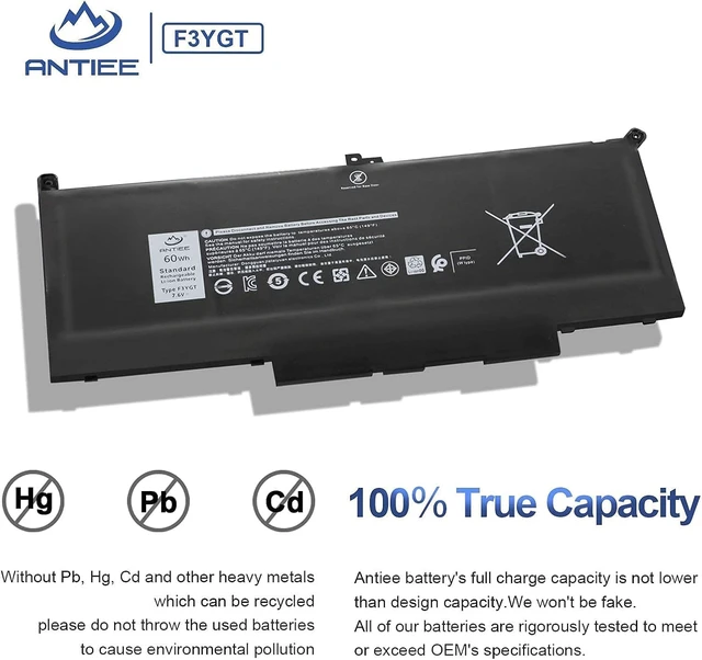 Alt view image 6 of 7 - 60Wh F3YGT Laptop Battery for Dell Latitude 12 7000 7280 7290/13 7000 7380 Latitude 13 7390/14 7000 7490 7480 P28S P28S001 P73G P73G002 Series 2X39G DM6WC DM3WC KG7VF V4940 451-BBYE 453-BBCF