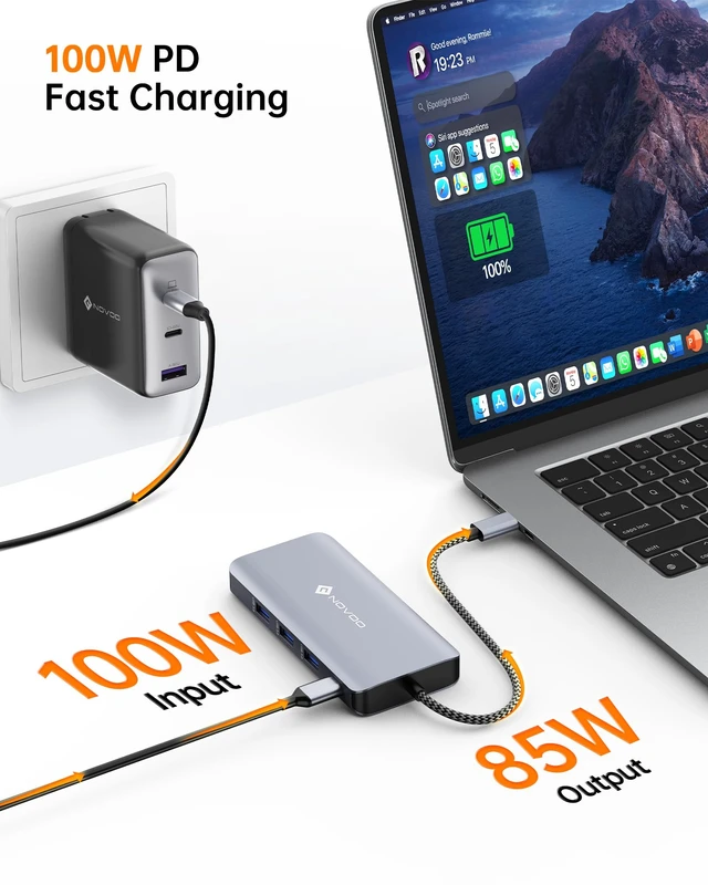 Alt view image 4 of 7 - USB C Docking Station, Triple Display Type C Hub Dual Monitor HDMI 4K@60Hz DP Multiport Adapter 4USB Ethernet SD/TF 100W PD Dongle Data for Dell/Surface/HP/Lenovo Thinkpad Laptop