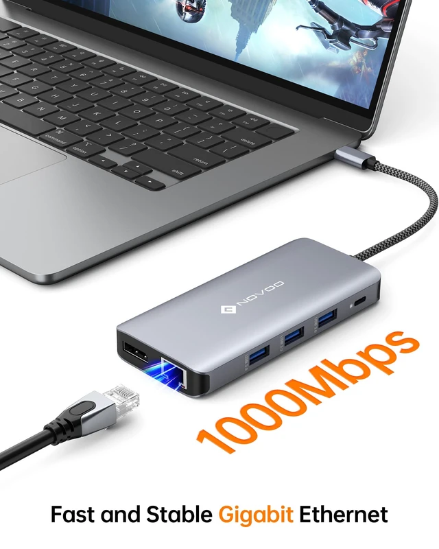Alt view image 5 of 7 - USB C Docking Station, Triple Display Type C Hub Dual Monitor HDMI 4K@60Hz DP Multiport Adapter 4USB Ethernet SD/TF 100W PD Dongle Data for Dell/Surface/HP/Lenovo Thinkpad Laptop