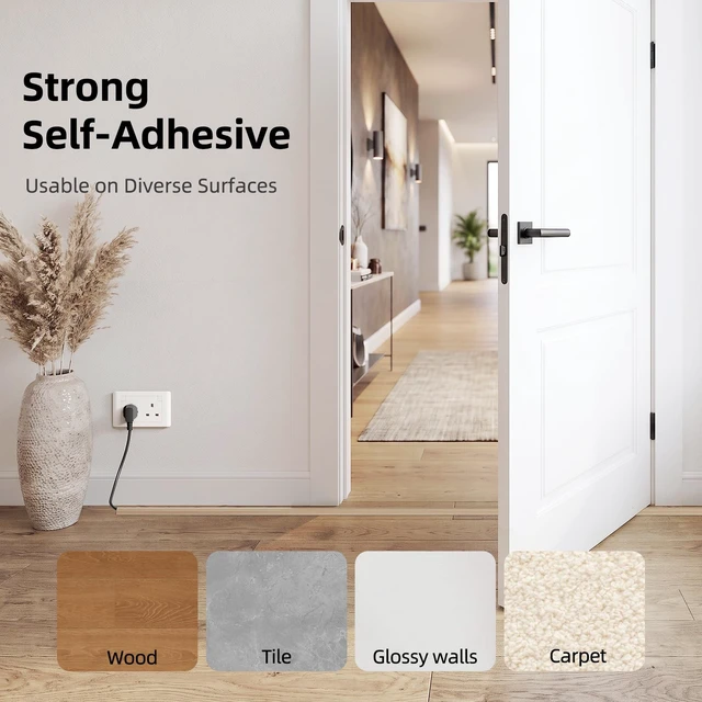Alt view image 2 of 7 - 5ft Self-Adhesive Floor Cord Cover, 1.2''W Cord Hider, Lightwood Cord Covers for Wires on Floor, Cord Protector, Soft PVC, Anti-Trip, Cuttable, 0.39in Low Profile, For Home Office Doorway