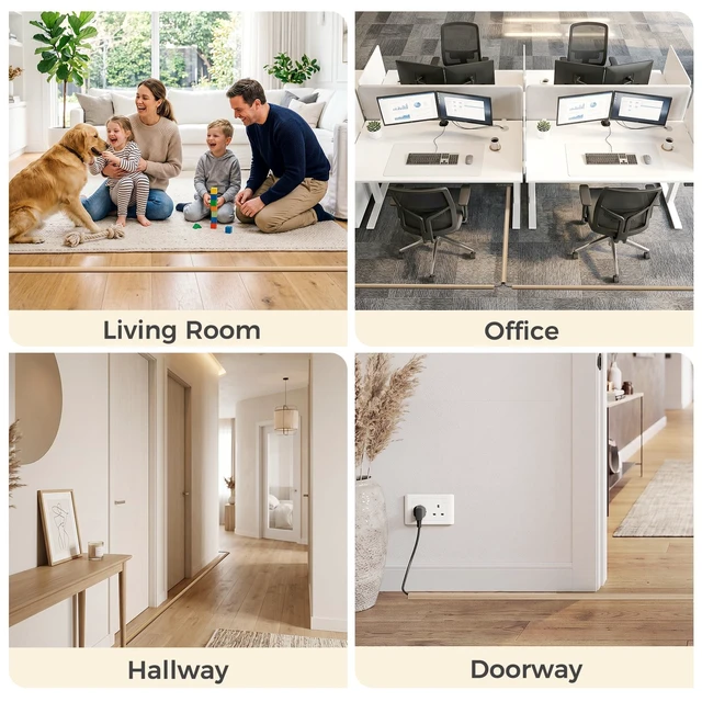 Alt view image 7 of 7 - 5ft Self-Adhesive Floor Cord Cover, 1.2''W Cord Hider, Lightwood Cord Covers for Wires on Floor, Cord Protector, Soft PVC, Anti-Trip, Cuttable, 0.39in Low Profile, For Home Office Doorway
