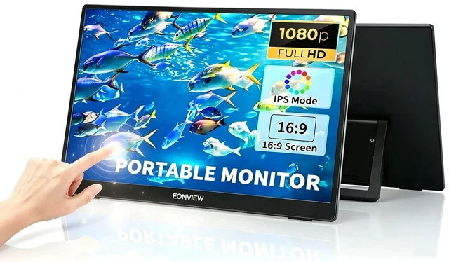Main image of Portable Touchscreen Monitor, 14 Inch, 1080P IPS Display, Zero Frame, USB-C and HDMI, for Laptop, PC, Mac, PS, Xbox, Nintendo Switch