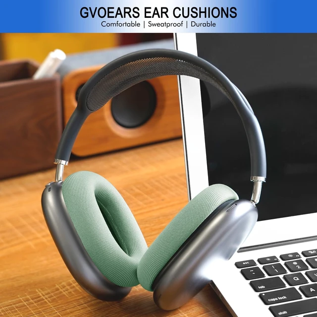 Alt view image 7 of 7 - Ear Cushions for Apple AirPods Max Headphones Mesh Fabric Replacement Pads Ear Cups Strong Magnet for Apple 1 & 2 Over-Ear Headset (Green)