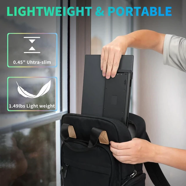 Alt view image 7 of 7 - Portable Touchscreen Monitor, 14 Inch, 1080P IPS Display, Zero Frame, USB-C and HDMI, for Laptop, PC, Mac, PS, Xbox, Nintendo Switch