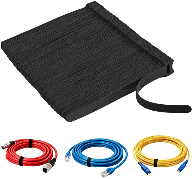 Main image of 200 PCS Reusable Cable Ties with Hook and Loop, Multi-purpose Adjustable 8 Inch Cable Management Wire Ties Cable Straps for Organizing Home, Office and Data Centers (Black)