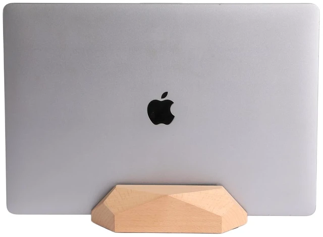 Main image of Adjustable Vertical Laptop Stand, MacBook Holder Wood Stand, Wooden Laptop Stand, Vertical Laptop Holder for Desk, Width Adjustable Dock Fits All MacBook/Surface Pro