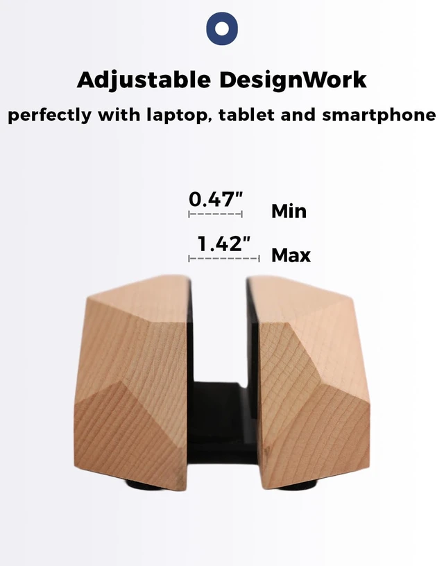 Alt view image 4 of 7 - Adjustable Vertical Laptop Stand, MacBook Holder Wood Stand, Wooden Laptop Stand, Vertical Laptop Holder for Desk, Width Adjustable Dock Fits All MacBook/Surface Pro