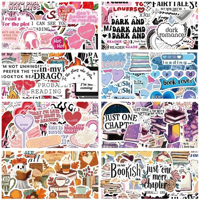 Main image of 600PCS Book Stickers for Kindle,Bookish Mixed Stickers Pack,Vinyl Reading Decals for for Water Bottle Laptop,Readers Gift