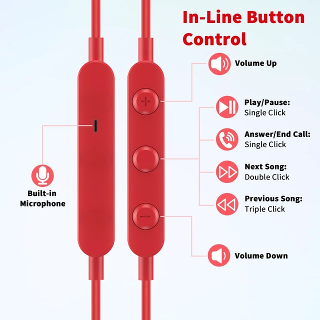 Alt view image 5 of 7 - USB C Headphones Wired Earbuds for iPhone 18 Pro Max 17 16 15,Red for Samsung S26 S25 Ultra S24 Wired Headphones,Corded USB Type C Earphone with Microphone&Remote for iPad 10 11th Pixel 10a 9