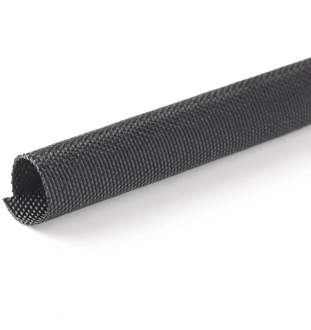 Main image of Woven Mesh Split-Sleeve Wire Loom for High-Temperature Automotive Harness and Home Cable Management - 25 feet (1/4")