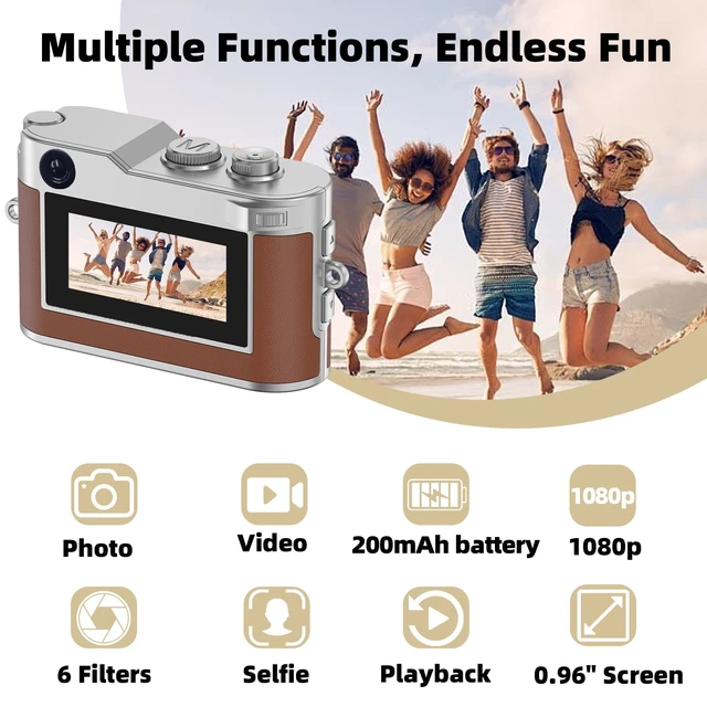 Alt view image 2 of 7 - Mini Keychain Camera, Unique Gifts 1080P video, retro, 32GB card, 0.96" screen, webcam, photo/audio, for birthday, teens, her, him