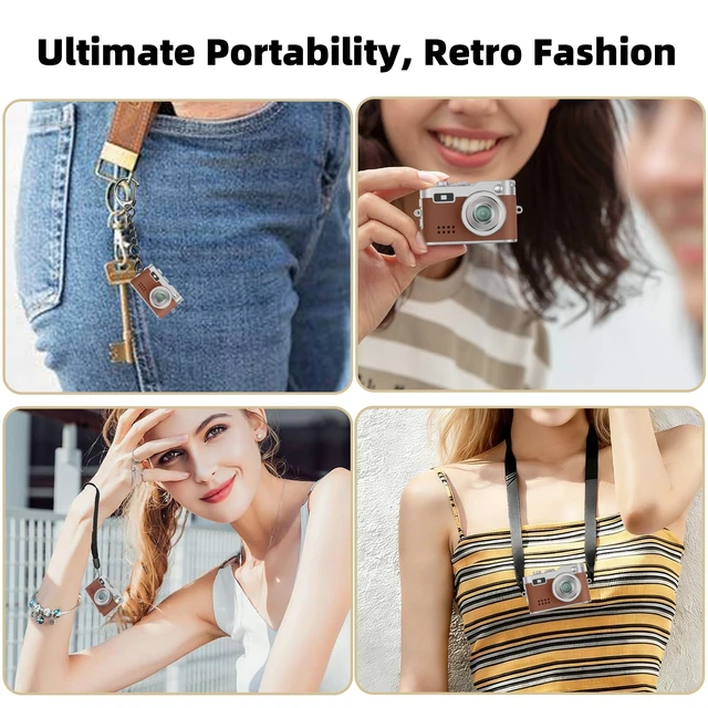 Alt view image 5 of 7 - Mini Keychain Camera, Unique Gifts 1080P video, retro, 32GB card, 0.96" screen, webcam, photo/audio, for birthday, teens, her, him