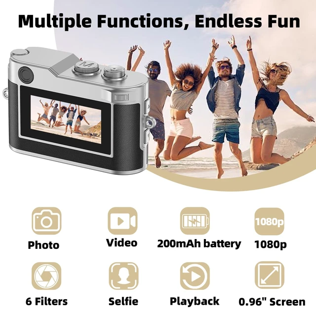 Alt view image 2 of 7 - Mini Keychain Camera, Unique Gifts 1080P video, retro, 32GB card, 0.96" screen, webcam, photo/audio, for birthday, teens, her, him