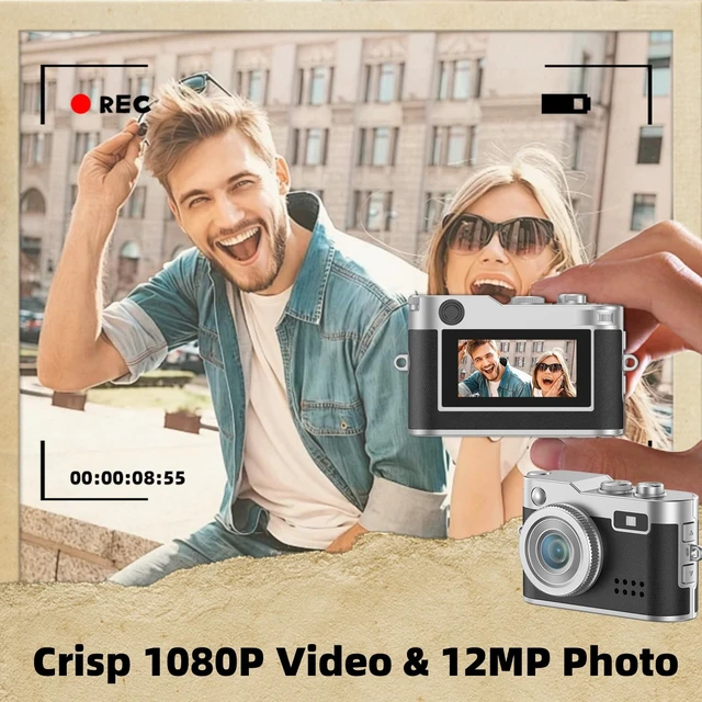Alt view image 3 of 7 - Mini Keychain Camera, Unique Gifts 1080P video, retro, 32GB card, 0.96" screen, webcam, photo/audio, for birthday, teens, her, him