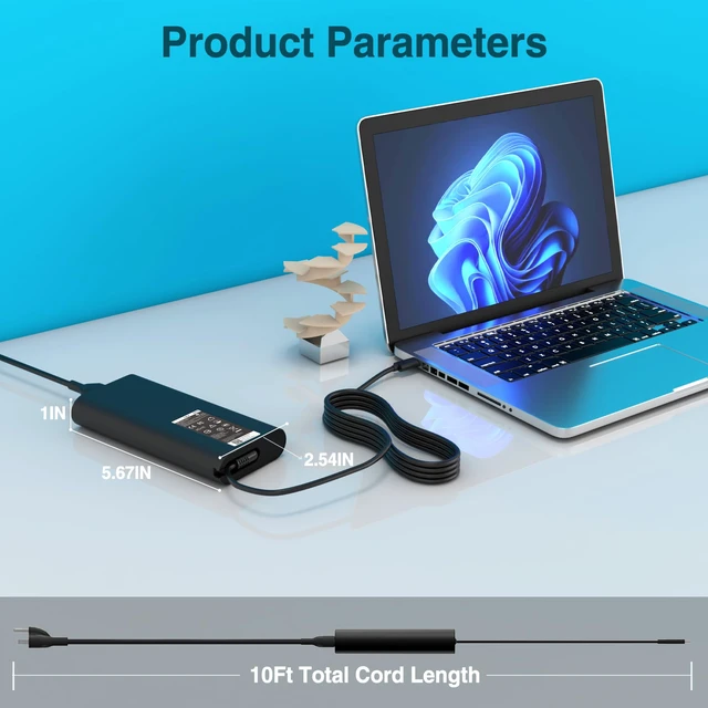 Alt view image 6 of 7 - 130W USB C Type C Charger Compatible with Dell Precision 5530 2in1 5550 5750 3560 3550 XPS 15 9500 17 9700 Latitude 7410 7310 9410 9510 Laptop Model DA130PM170 HA130PM170 Power Supply Cord