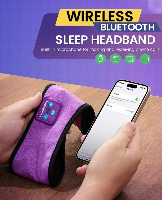 Alt view image 2 of 7 - Sleep Headphones,Wireless Headband,Side Sleepers,12 Hrs,Travel HD Stereo Sound,Bluetooth Headband,Soft Stretchy Band,Running,Yoga,Sleep Aid,Tech Gift,Gym,Meditation,Relaxation