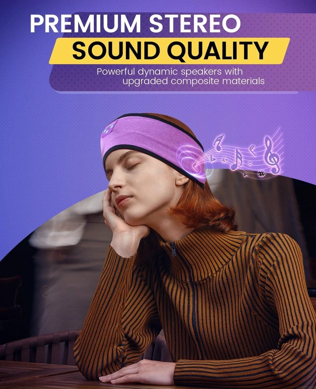 Alt view image 6 of 7 - Sleep Headphones,Wireless Headband,Side Sleepers,12 Hrs,Travel HD Stereo Sound,Bluetooth Headband,Soft Stretchy Band,Running,Yoga,Sleep Aid,Tech Gift,Gym,Meditation,Relaxation