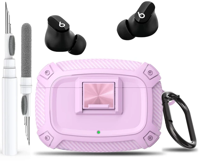 Main image of for Beats Studio Buds/Bud + Case Cover with Lock Clip 2021/2023, Rugged Shockproof Protective Hard Skin with Carabiner&Cleaner Pen Men Women for Beat Studio Buds/Bud Plus Earbuds - Pink