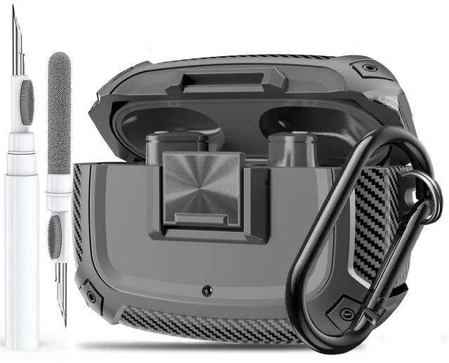 Main image of for Beats Studio Buds/Bud + Case Cover with Lock Clip 2021/2023, Rugged Shockproof Protective Hard Skin with Carabiner&Cleaner Pen Men Women for Beat Studio Buds/Bud Plus Earbuds - Grey