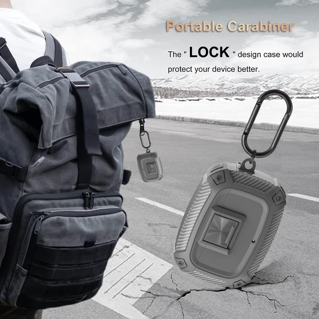Alt view image 5 of 7 - for Beats Studio Buds/Bud + Case Cover with Lock Clip 2021/2023, Rugged Shockproof Protective Hard Skin with Carabiner&Cleaner Pen Men Women for Beat Studio Buds/Bud Plus Earbuds - Grey