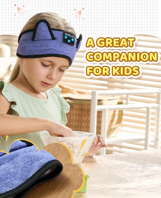 Alt view image 4 of 7 - Kids 3-in-1 Headband Headphones-Wireless Bluetooth & Wired 3.5mm Jack, Ultra-Thin Speakers, Adjustable Fit for Toddlers, Safe Volume - Ideal for School/Travel/Sleep/Home, Gift for Boy& Girl