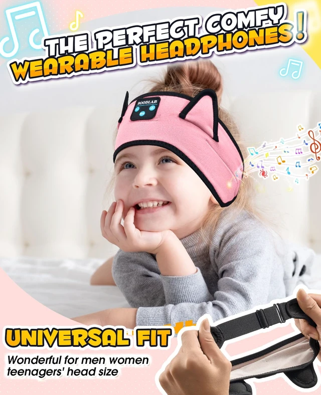 Alt view image 7 of 7 - Kids Headphones, Headband for Children Baby & Toddlers, Bluetooth Toddler Headphones Wireless and Wired Playback 3.5 MM Jack for School, Stretchy & Comfy Travel Accessories