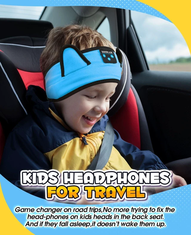 Alt view image 6 of 7 - Kids Headphones, Headband for Children Baby & Toddlers, Bluetooth Toddler Headphones Wireless and Wired Playback 3.5 MM Jack for School, Stretchy & Comfy Travel Accessories