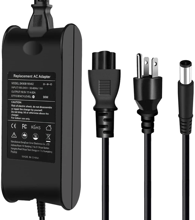 Main image of 90W Laptop Charger Compatible with Dell Latitude D630 D830 5480 D820 D620 D610 D520 E4310 E4300 E5400 E5500 E5510 5591 Chromebook 11 3120 3180 3189 0J62H3 PA-10 PA-12 PA12 Power Supply Cord