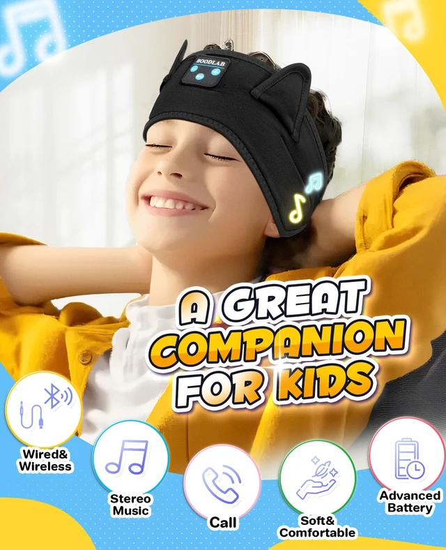 Alt view image 6 of 7 - Kids Headphones Headband Toddler, Baby for ipad, Bluetooth Toddler Headphones with Wired Playback 3.5 MM Jack,Airplane Travel Essentials for Boys & Girls