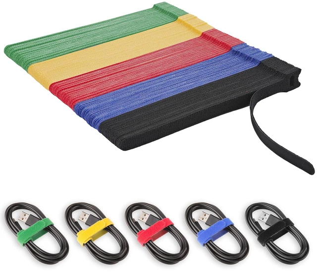 Main image of 150 PCS Fastening Cable Ties Reusable, Multi-purpose 8 in Cable Management Ties with Hook and Loop, Adjustable Cord Ties for Organizing Home, Office and Data Centers, 5 Colors