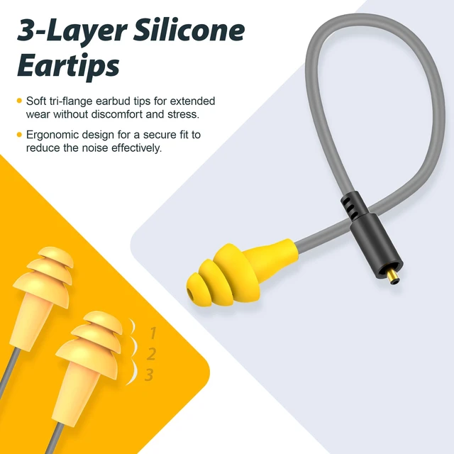Alt view image 4 of 7 - 2pcs Replacement Work Earbuds Cables for Model#MI04N Wireless Neckband Replaceable Earbuds (Grey & Yellow)