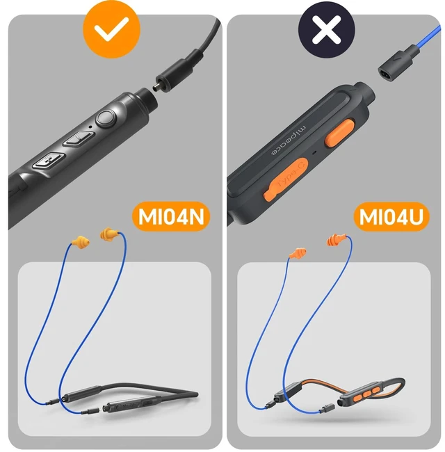 Alt view image 3 of 7 - 2pcs Replacement Work Earbuds Cables for Model#MI04N Wireless Neckband Replaceable Earbuds (Grey & Yellow)