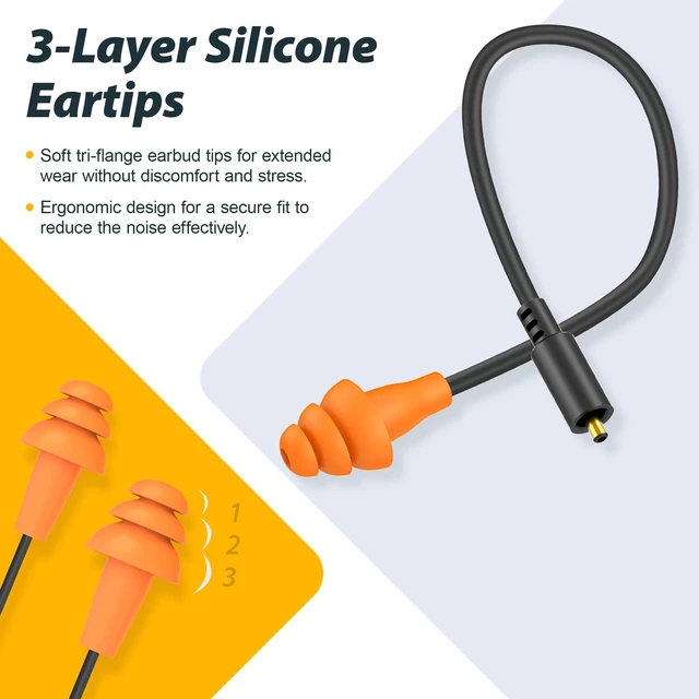 Alt view image 4 of 7 - 2pcs Replacement Work Earbuds Cables for Model#MI04N Wireless Neckband Replaceable Earbuds (Black & Orange
